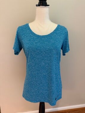Nike Women’s Heather Teal Blue Short-Sleeve Scoop Neck Top